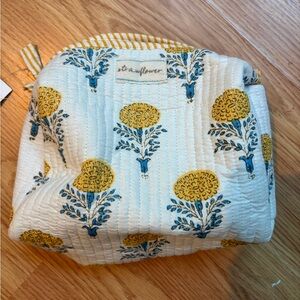 Strawflower Make Up BagYellow and Blue Floral